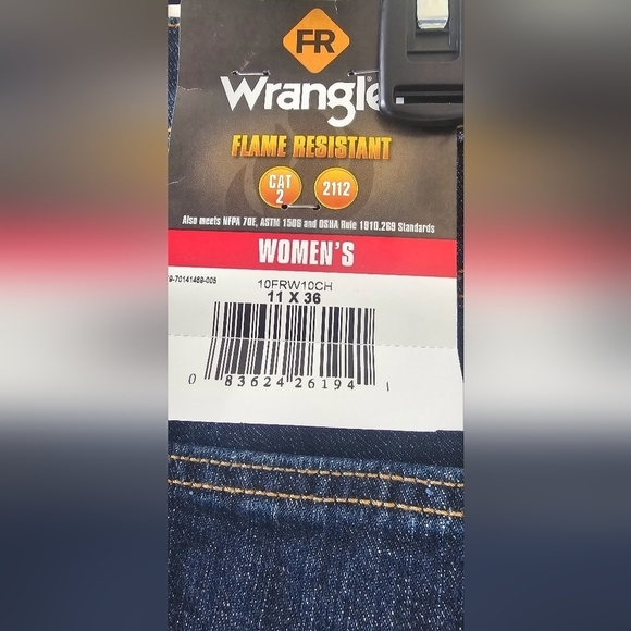 Wrangler Woman's FR Crosshatch Bootcut Mid- Rise Dark Wash Jeans S 11X36 NEW - Picture 5 of 12